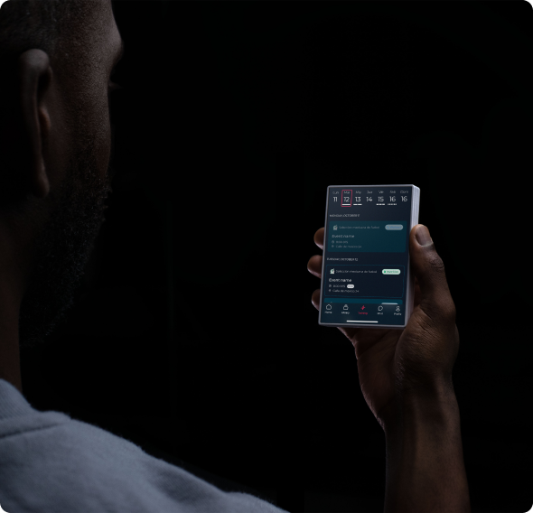 hand holding futuristic phone
